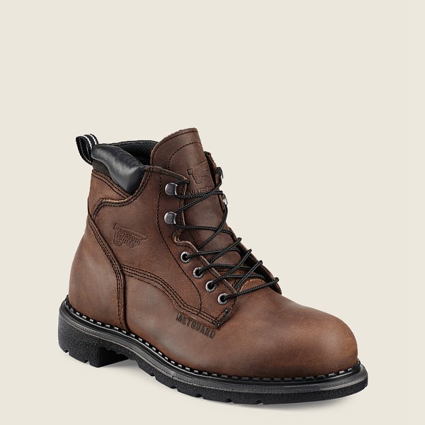 Red Wing Safety Boots Brown/Black - Mens Supersole® - 6-inch Waterproof Toe Metguard - 5713-FSMWP